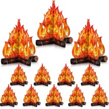 12 Set 3D Decorative Cardboard Campfire Centerpiece Artificial Fire Fake Flame P - £22.37 GBP