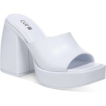 Bar III Women Tall Chunky Platform Slide Sandal Nessa Size US 10.5M White Smooth - £23.26 GBP