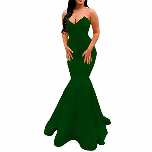Custom Made Long Mermaid Simple V Neck Evening Gown Prom Dresses Emerald Green