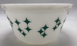 Federal Atomic Stars Milk Glass Diamonds Turquoise Mixing Bowl 9&quot; Vintage Mcm - £57.90 GBP