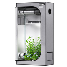 36"x20"x63" Mylar Hydroponic Grow Tent w/Observation Window & Floor Tray Gray - £96.08 GBP