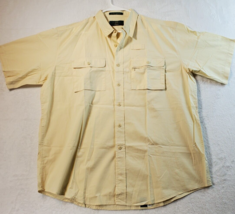 Orvis Button Up Shirt Mens Size XL Tan 100% Cotton Short Sleeve Pockets ... - $14.98