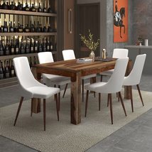 Cosmic Homes Dining Table Set for 6 in Sheesham with White Chair | Dining Table  - £1,472.98 GBP