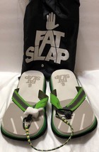 FatSlap Basil Beach Slippers Sandals Sz 11 US w/Carry Bag Green Gray Swe... - $35.63