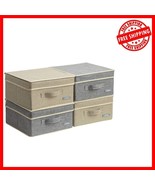 Stylish 4-Pack Fabric Storage Box Set with Lids - Ideal for Home Organiz... - $982.13 MXN
