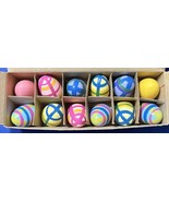 12 Vintage Lillian Vernon Painted Wooden Easter Eggs #3999 - $9.98