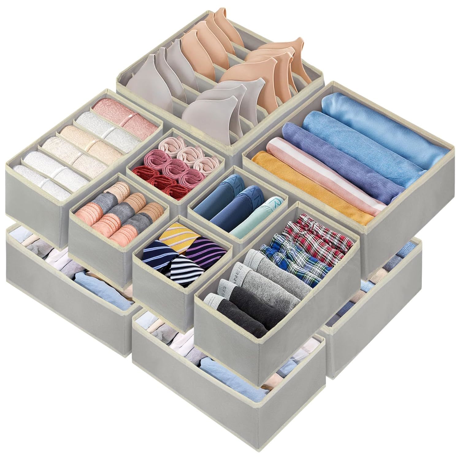 Primary image for 12Pcs Drawer Organizers For Clothing, 53 Cell Bra Sock Underwear Drawer Organize