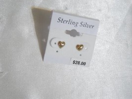Department Store 18k Gold/Sterling Silver Heart Stud Earrings R617 - £11.32 GBP