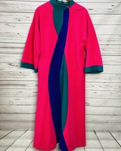 Vtg Vanity Fair Robe Sz Large Housecoat Long Sleeve 1/2 Zip Pullover Color Block - £30.92 GBP