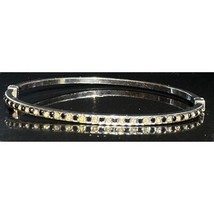 ELEGANT 925 STERLING SILVER BLUE AND COLORLESS GEMS BANGLE BRACELET SKY - $34.75