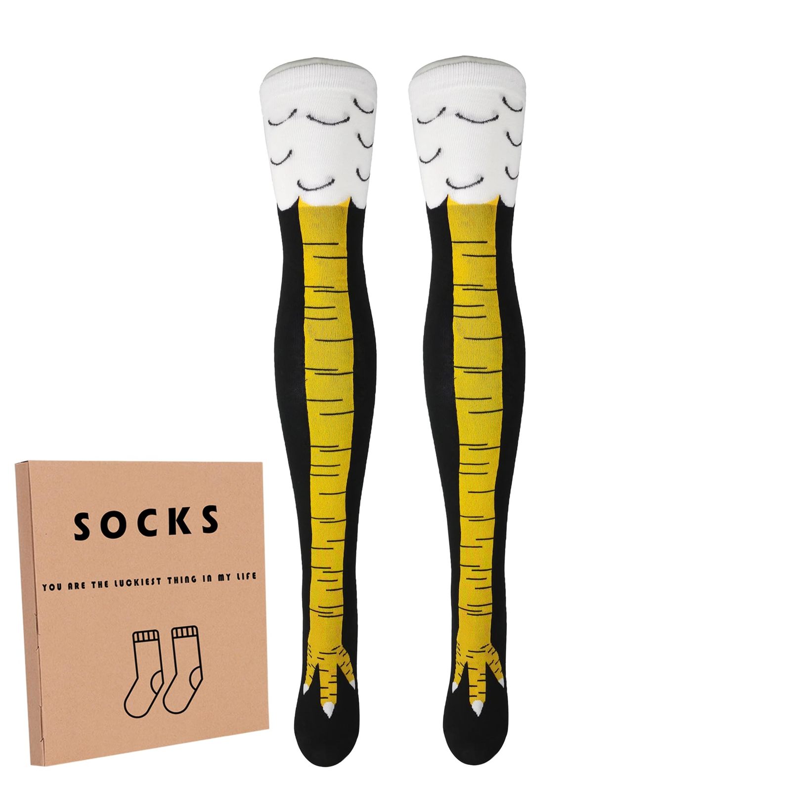 Crazy Chicken Legs Feet Over The Knee 21.65in Socks, Funny Gifts For Party Nove