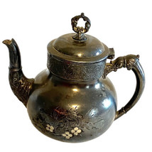 Antique Homan Ornate Engraved Quadruple Silver Plated Teapot Model 2014 READ - £35.31 GBP