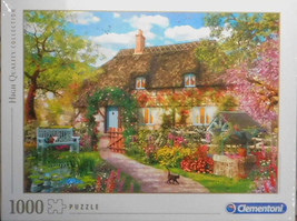 Clemontoni Dominic Davison Old Cottage 1000 pc Jigsaw Puzzle Thatched Roof  - $19.79