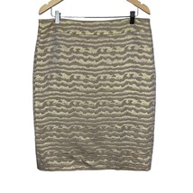 J Crew Collection Skirt Womens 14 Gold Silk Blend Metallic Pencil Office... - £39.03 GBP