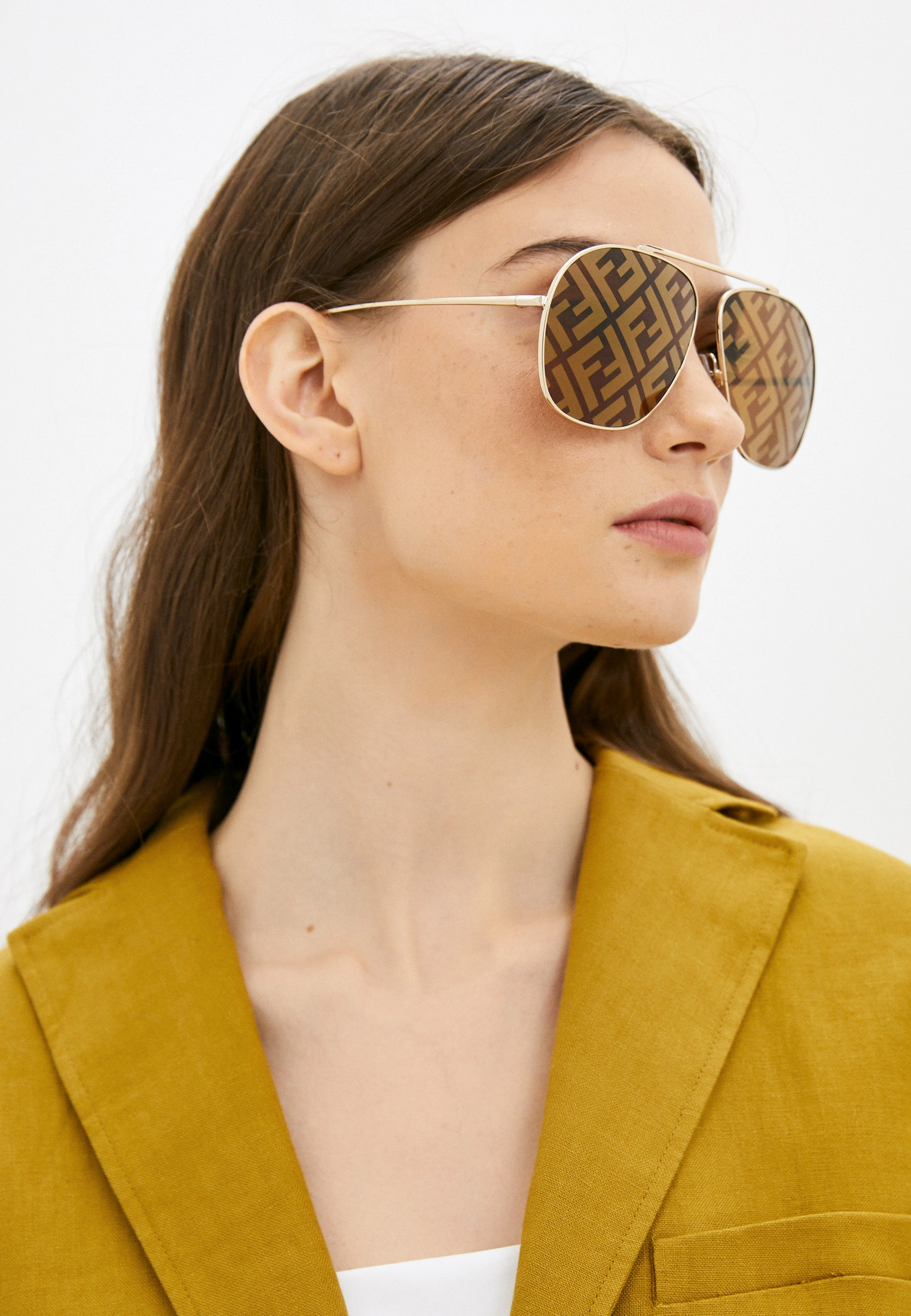 Fendi Monogram Lens Aviator Metal Women&#39;s Sunglasses  FF 0407/G/S 01QEB ... - $419.43 CAD