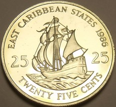 Rare Proof East Caribbean States 1986 25 Cents~2,500 Minted~The Golden H... - £14.28 GBP