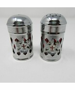 Vintage London Souvenir Salt &amp; Pepper Shakers Silver w/ Red Insert City ... - $7.99