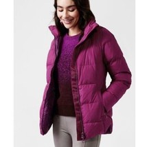 Athleta downtown puffer jacket down fill fuschia SMALL S quilted pink purple - £75.99 GBP
