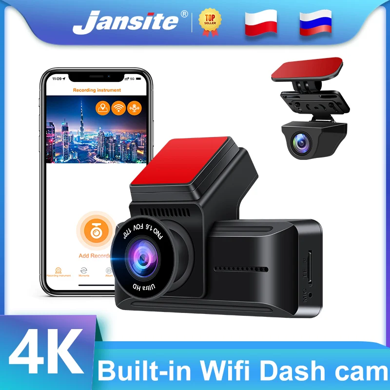 Jansite Dash cam 4K Mini Car DVR 2160P+1080P Front Camera Dual Lens Dashcam - £68.81 GBP+