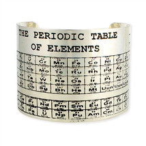 Periodic Table Of Elements Bracelet Wide Cuff Silver Tone Metal New Science Nerd - £15.68 GBP