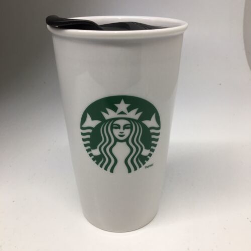 Primary image for Starbucks 2011 Ceramic Tumbler 12 oz To Go Cup Travel Mug & Lid MERMAID