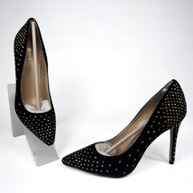 Enzo Angiolini Florelli Sz 6 Black Studded Rhinestone Suede Pump Heel w Box - £19.49 GBP