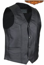 Kids Regular Plain Vest Motorcycle Genuine Leather Child Multi Pocket Black New - £21.12 GBP