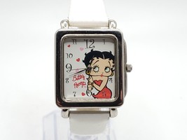 Betty Boop Watch Women New Battery Square White Leather Band 29mm - £23.97 GBP