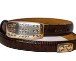 Brighton 41409 Genuine Brown Leather Croc Embossed Belt Gold Tone Plates... - $14.98