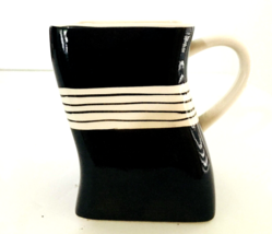 Herman Dodge &amp; Sons Basics Mug Black &amp; White Ceramic Mid Century 4.5&quot;H 3... - $11.69