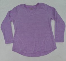 Tek Gear Purple Long Sleeve V Neck Activewear Fleece Women&#39;s Shirt, Size Large - £7.95 GBP