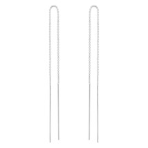 Long Stick 97mm Drop Slide Thru Thread .925 Silver Earrings - £12.65 GBP