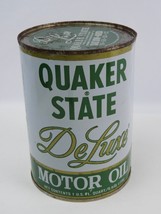 Quaker State DeLuxe Metal Oil Can Full 1 Quart Ships Quick Deluxe - $19.79