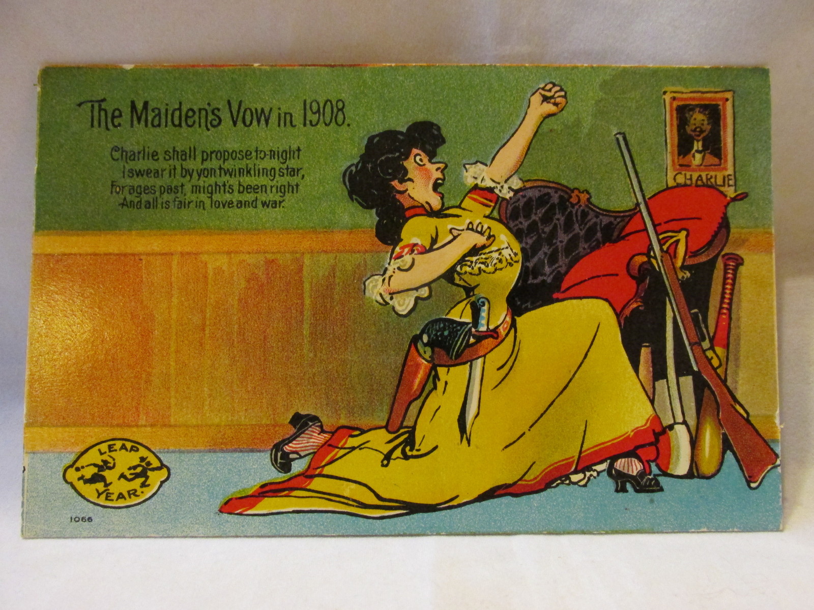 Primary image for Antique Leap Year Postcard - "The Maiden's Vow in 1908", Unposted