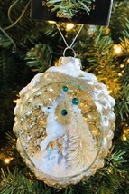 Robert Stanley Glass Christmas Ornament Winter Pinecone Reindeer Trees Inside - £13.19 GBP