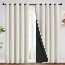 Thermo-Insulated Cream Grommet Window Drapes With A Black Back, Measurin... - £43.93 GBP