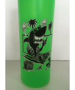 Retro neon green with black shark graphics plastic  water bottle with li... - $29.70
