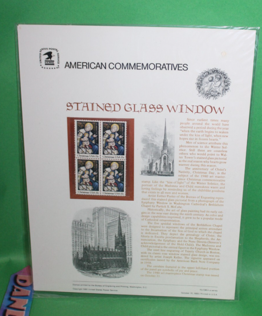 American Commemoratives Stained glass Window USPS Stamps 136 October 31,... - £7.38 GBP