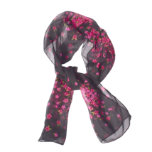 Sheer Black Pink Floral Women&#39;s Scarf - £8.57 GBP