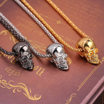 Mens Womens Punk Skull Pendant Necklace Gothic Jewelry Stainless Steel Chain 24&quot; - £11.06 GBP+
