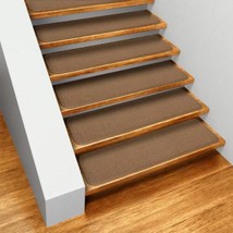 12 Pieces Non Slip Stair Treads Carpet Skid Resistant Rugs 30&quot;x8&quot; Brown - £36.41 GBP