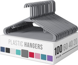 Plastic Hangers 100 Pack Grey - Clothes Hangers - Makes The - £62.77 GBP