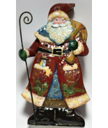 15&quot; Handcrafted Colorful Pierced Tin Santa Luminary - $12.79