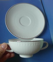 Old Germany Pottery Hutschenreuther Selb White Soup Cream Bowl Cup &amp; Sau... - £13.10 GBP