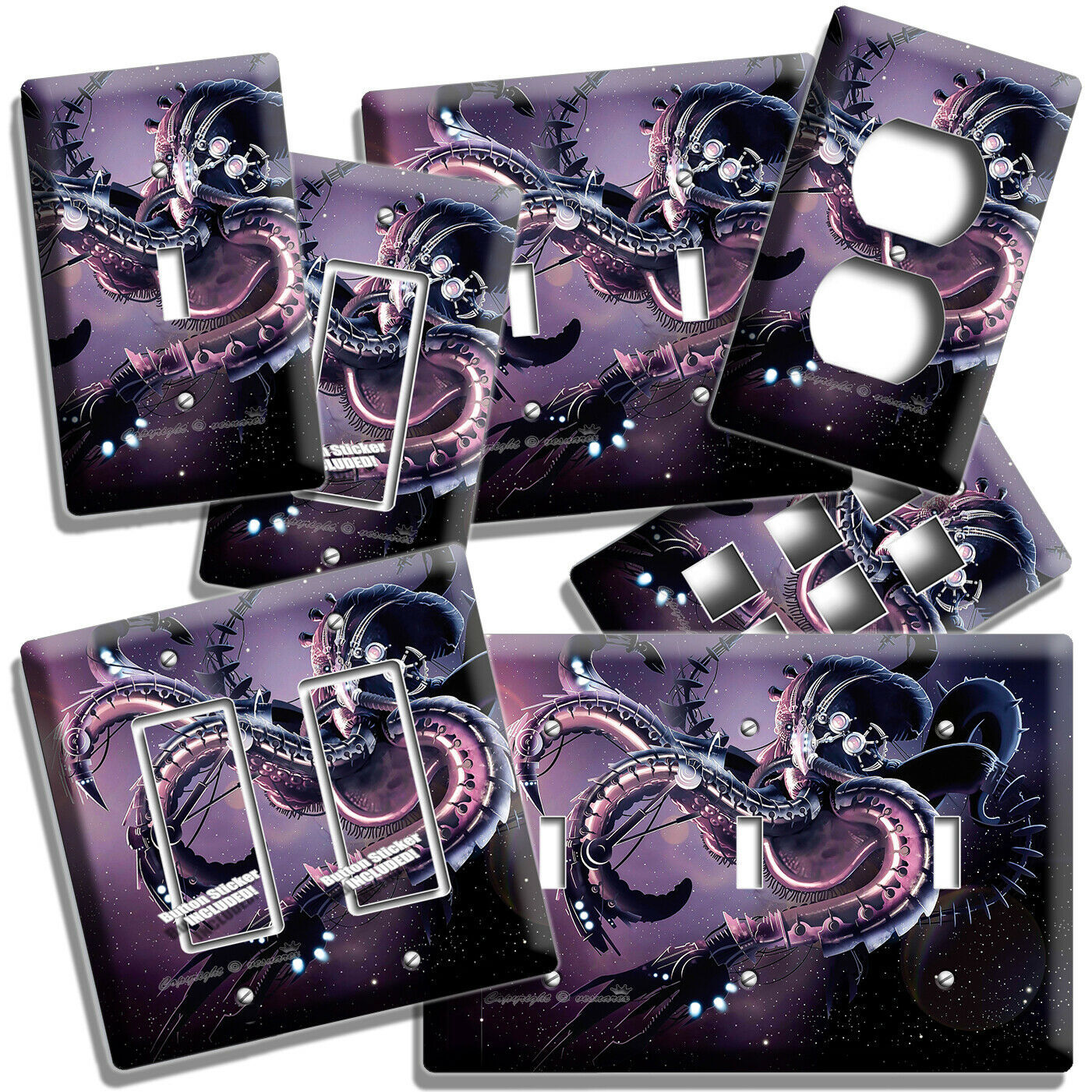 FUTURISTIC GIANT OCTOPUS SPACE SHIP LIGHT SWITCH OUTLET WALL PLATE ROOM HD DECOR