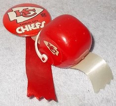 Vintage Kansas City Chiefs Football Team Helmet Ribbon and Pinback Button Pin - £7.95 GBP