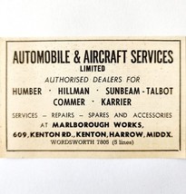 1954 Automobile &amp; Aircraft Services Dealership Advertisement Automobilia... - $19.99