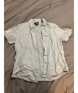 Banana Republic Men's Linen Short Sleeve Olive Button Up Size Medium Sli... - $16.83