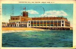 1937 Postcard Convention Hall And Paramount Theatre, Asbury Park, New Jersey B60 - £5.43 GBP