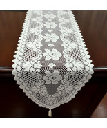 Vintage Lace Table Runner Dresser Scarf White Oval Doilies Wedding Decor... - $16.19 CAD